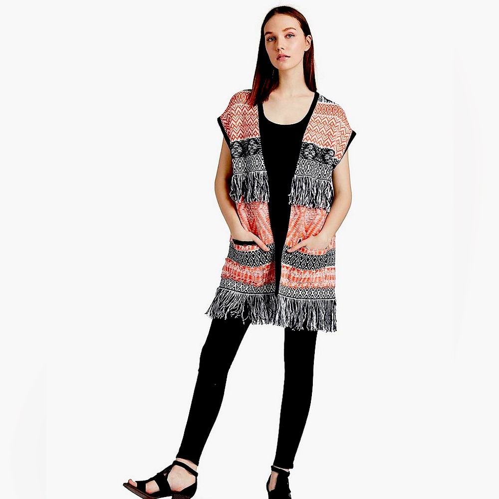 LUCKY Fringe Jacquard Sweater Vest